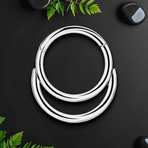 Titan Clicker Ring mit Doppel Creolen, Piercing Hoop, Daith Clicker, Nasenpiercing, Daith Ring, Septum Ohrring