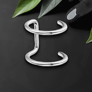 Surgical Steel Ear Cuff with Double Hoops, Cartilage Jewelry, Fake Piercing Hoop, No Piercing Cuff, Conch Wrap, Minimalist Clip