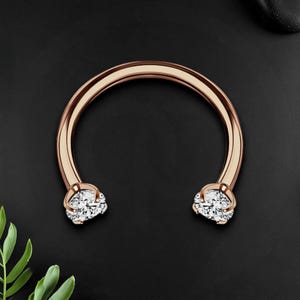 Bague fer à cheval en titane avec zircone transparente, cerceau d'haltères circulaire, piercing au tragus, bague fer à cheval, boucle d'oreille tour, cerceau hélicoïdal