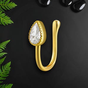 Sterlingzilveren neusmanchet met druppel, nepneuspiercing, neusclip met clip, nepneussieraden, nepneusring, tijdelijke neusring