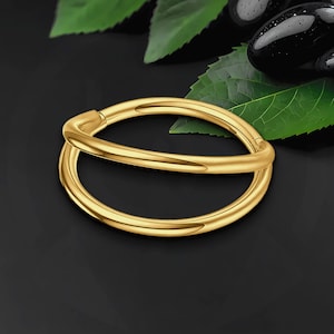 Titan Clicker Ring im Klassischen Doppel Creolen Stil, Ohrläppchen Schmuck, Rookie, Helix Huggie, Piercing Hoop, Ohrschmuck