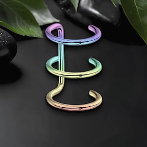 Surgical Steel Ear Cuff with Triple Hoops, Minimalist Hoop, No Piercing Wrap, Ear Clip, Cartilage Jacket, Clip-On Jewelry