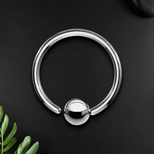 Anello con perlina prigioniera in titanio in stile minimalista classico con sfera fissa, piercing ad anello, Daith CBR BCR, gioielli per setto nasale, anello Daith, argento