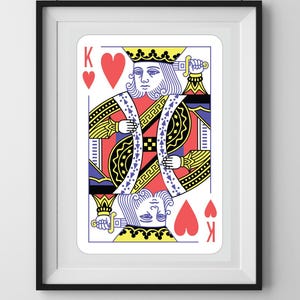 Impression de carte à jouer classique King of Hearts | Art mural intemporel pour une touche sophistiquée