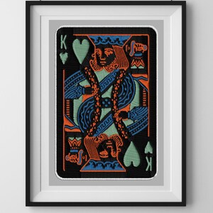 Filo da ricamo al neon King of Hearts come stampa artistica / Bagliore audace con stile strutturato unico