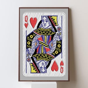 Impression brodée reine de coeur | Art mural texturé et intemporel