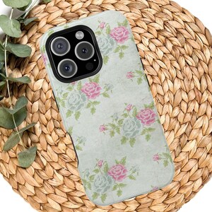 Vintage Rose MagSafe Phone Case for iPhone 16 15 14 13, Cottagecore Phone Case, Tough Phone Case