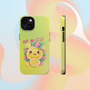 Kawaii Aesthetic Phone Case for iPhone 16 15 14 13, Be Happy Tough MagSafe iPhone Case, Positive iPhone Case, ArtzyCaseUS