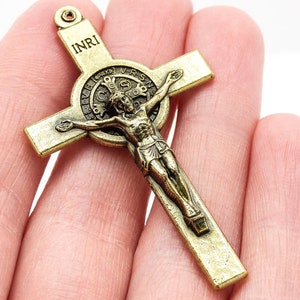 St Benedict Crucifix Brass Tone Rosary Making Parts Made in Italy Catholic Rosary Crucifix