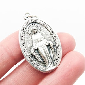 Medaglia Miracolosa della Madonna Grande Misura 3 cm Argento Vergine Maria Medaglia Cattolica Ciondolo