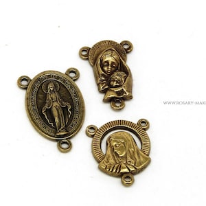 Brass Rosary Centre Medal Set of 3 Rosary Making Parts Rosary Making Kit