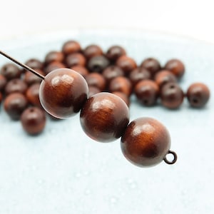 Brown Wood Beads 12mm Made in Italy Beads for Rosary Making | Brown Wood Beads for Traditional Catholic Rosary Beads