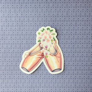 Adesivo de sapatilhas de ponta de balé floral - presente para bailarina - Adesivo de flores - Adesivo de ponta - Decalque de dança - Decalque de bailarina - Adesivo feminino