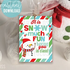 Christmas Snow Much Fun Appreciation Printable Gift Tags Cookie Tag Snowman Student Holiday Treat Having You In Class Gift From Teacher