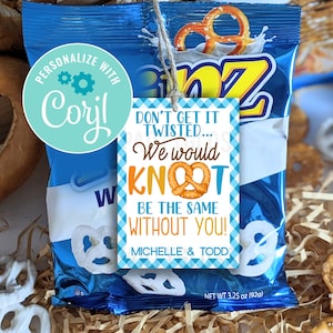 Pretzel modificabile Non capirlo distorto Etichetta stampabile di apprezzamento / Pretzel che annoderemo saremmo gli stessi senza di te / Grazie Pretzel Corjl