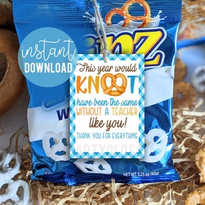 Pretzel Teacher Appreciation Printable Tag | Teacher Tags | Teacher Appreciation | Teacher Thank You | Teacher Appreciation Week Pretzels