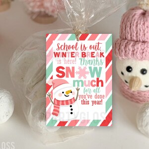 Christmas Winter Break Thanks Snow Much Appreciation Printable Tag | Pink Snowman | All You&#39;ve Done This Year Treat Tags | Teacher Gift Tag
