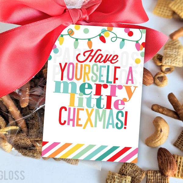 Christmas Have Yourself A Merry Little Chexmas Appreciation Printable Gift Tags Holiday Snack Tag Office Coworker Employee Staff Team Friend