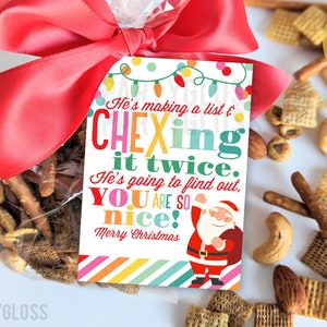 Weihnachtsmann, der eine Liste macht, die es zweimal überprüft, druckbares Tag Feiertag Snack Tag Büro Mitarbeiter Mitarbeiter Chef Nachbar Lehrer