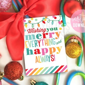 クリスマス メリーエブリシングス ハッピー いつもクリスマス感謝 印刷可能なタグ | クッキータグ ホリデートリートタグ オフィス 友達 チーム 隣人