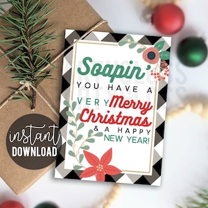 クリスマスソープ 楽しいクリスマスをお過ごしください 感謝の気持ち 印刷可能なタグ 石鹸ギフトタグ ホリデータグ オフィススタッフ チーム PTA 友達