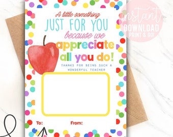 Teacher Appreciation Printable Gift Card Holder A Little Something Just For You End Of The Year Tutor Giftcard Coach Aide Teachers Week