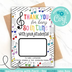 Bewerkbare waardering voor muziekleraar Afdrukbare cadeaukaarthouder Bedankt dat u zo goed op de hoogte bent van uw studenten Lerarenweekkoorband