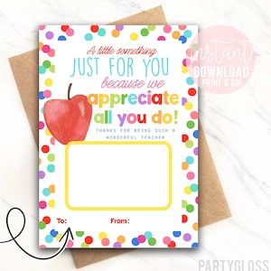 Titolare della carta regalo stampabile per l'apprezzamento degli insegnanti Qualcosa solo per te Buono regalo per tutor di fine anno Coach Aide Teachers Week