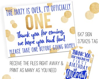 Mr. ONEderful Party Printables | Mr. ONEderful Favor Tags | Favor Sign | Favor Tags | Mister ONEderful Party | Blue Gold Onederful Party