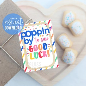 Poppin By Good Luck Printable Tags Pastry Tart Team Tag Popping By Treat Competition Big Game Day Good Luck Meet Day Sports Competition
