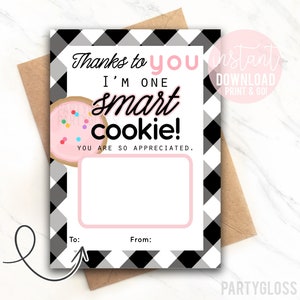 Teacher Appreciation Printable Gift Card Holder, End Of The Year, Tutor Giftcard Coach Aide Cookies, Smart Cookie Crumble Teachers Week Gift