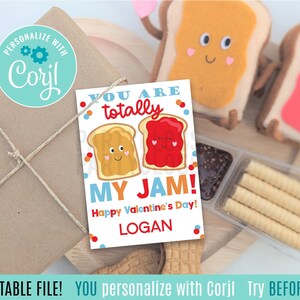 Bewerkbare Valentijnsdag afdrukbare Valentine Tag, Totally My Jam Klasgenoot Tag, PB en J, Collega Medewerkers Personeel Faculteit Team Buurman