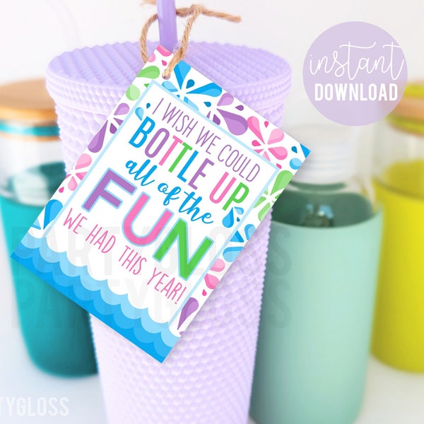 Teacher Appreciation Printable Tags, Water Bottle Drink Gift Tumbler Tag, End Of The Year Last Day Of School End Of Season Team Coach