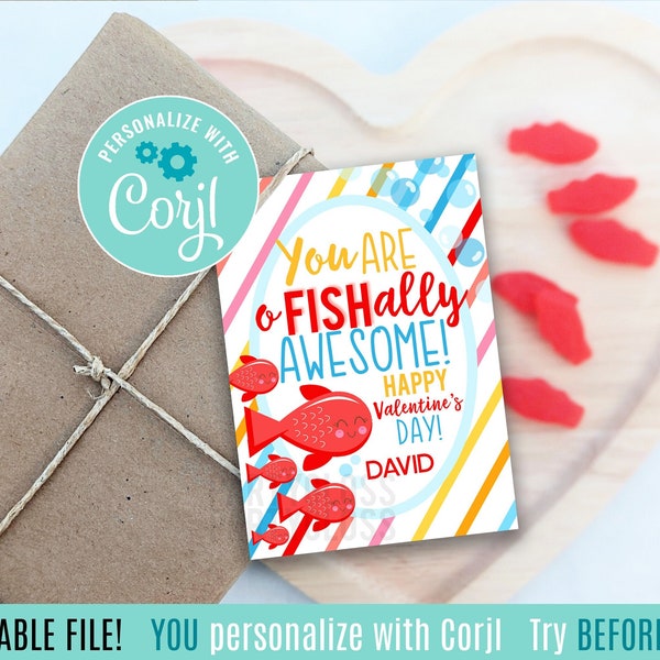 Editable Fish Valentine's Day Printable Tags Swedish Valentine Ofishally Goldfish Class Friend Neighbor Carpool Daycare Teammate Classmate
