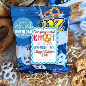 Pretzel Dia dos Namorados Tag para impressão Nó Seja o mesmo Dia dos Namorados Equipe Amigo Escola Dominical Creche Assistente Professor Grupo de ensino em casa