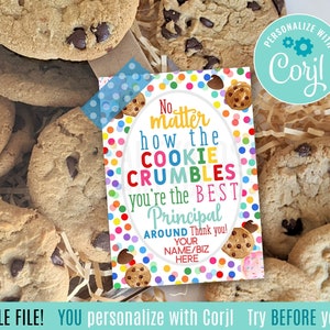 Etiquetas de presente para impressão de agradecimento do principal do cookie editável, cookies de etiqueta de tratamento, não importa como o biscoito se desintegra.