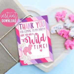 Animal Cookie Printable Favor Tags | Wild Animal Cookie Tag | Party Animal Tag | Wild Time Favor Tag | Thank You For Celebrating With Me Tag