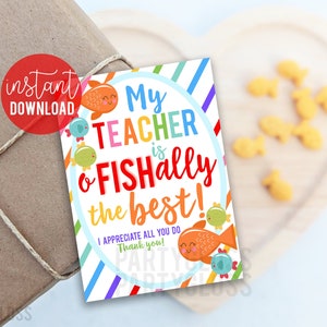 Etiquetas imprimíveis de agradecimento ao professor, Fish ofFISHally As melhores e fáceis ideias para presentes para professores, agradecimento da equipe, presente do corpo docente da escola estudantil