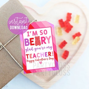 Etiquetas imprimíveis do Dia dos Namorados do professor Gummy Valentine Beary Feliz Professor Classe Equipe Amigo Professor Creche Colega de equipe Aluno