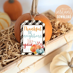 Thanksgiving Neighbor Appreciation Printable Gift Tags, Autumn Fall ...