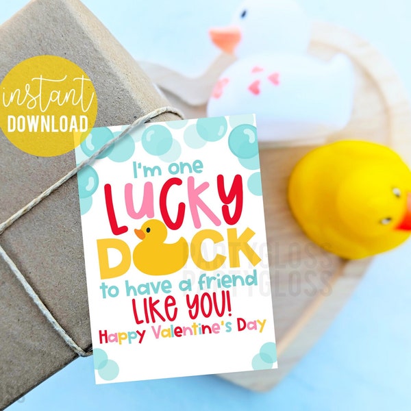 Rubber Duck Valentine, Lucky Duck Printable, Non Food Valentine's Day, One Lucky Duck, Classmate, Kids Valentine For School, Preschool, Bath