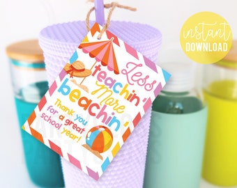 Less Teachin' More Beachin' Summer Teacher Gift Tag - Etsy