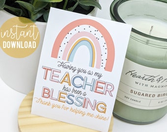 Easter Teacher Appreciation Printable Tags Rainbow Having You As My Teacher Helping Me Shine Christian Has Been A Blessing School Bible