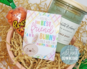 Easter Friend Appreciation Printable Tags, Neighbor Spring The Best Friend Any Bunny Could Ask Team Teammate Coworker Sister Cousin Partner