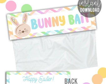 Bunny Bait Printable Ziploc Bag Topper Happy Easter Candy Jellybeans Class Treats Office Coworker Spring Staff Team Teammates Snacks Teacher