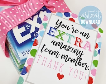 Team Appreciation Printable Gift Tags, You&#39;re Extra Amazing Team Member Thank You Staff Coworker Teammate PTA PTO Faculty Office Teachers