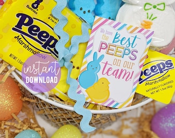 Easter Peeps Printable Tags, Team Appreciation Spring Staff Teammate Office Employee Teachers PTA PTO Teammate Coach Faculty Admin Snacks