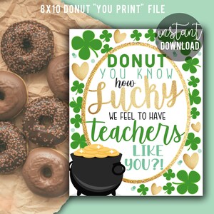 Teacher Appreciation Sign | Donut Appreciation | Donut Sign | St. Patrick&#39;s Day Sign | Donut Teacher Appreciation | Staff Donuts | Doughnuts
