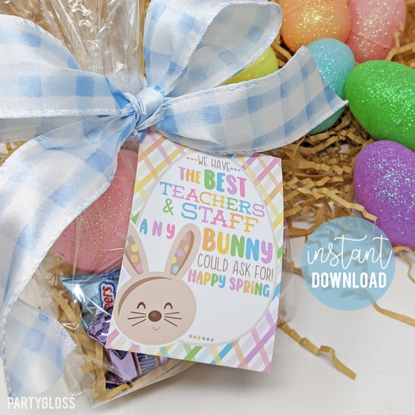 Teachers & Staff Appreciation Printable Tags, Happy Spring Any Bunny Could Ask For Staff PTO PTA Teacher Faculty School Admin Office Coach