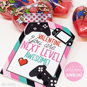 Videogame Dia dos Namorados Tags para imprimir Gamer Girl Você é o próximo nível Classe Equipe Amigo Vizinho Professor Creche Carpool Colega Aluno